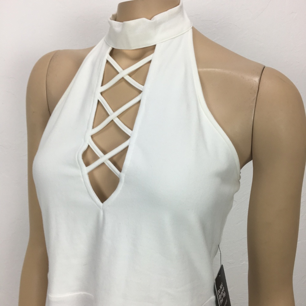 Express White Halter Style Dress Size Medium - Picture 4 of 8